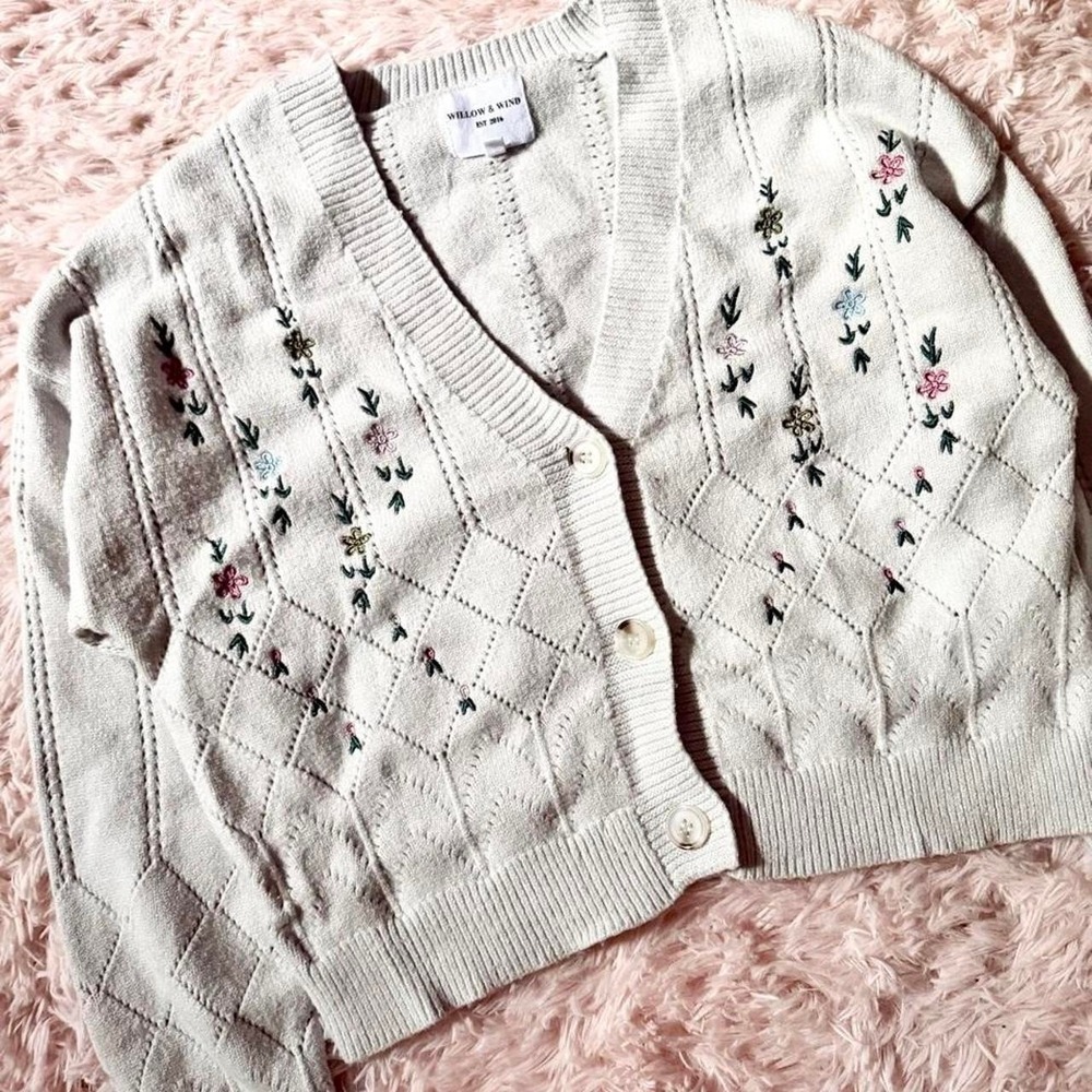 Cottage Core Embroidered Floral Heritage Cardigan Womens L Grandma Core Peasant